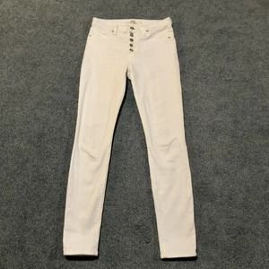 Hudson Jeans 25 White Button Fly Barbara Super Skinny 28 Inseam High Rise